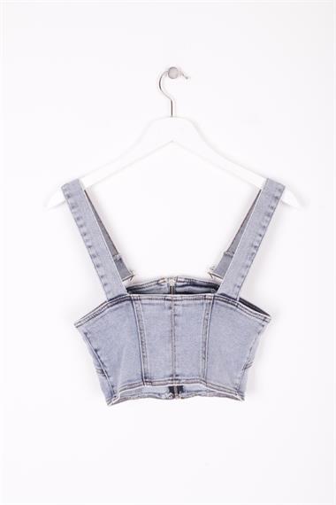 Zippered Front and Straps Bustier TOP02 (Mixed) (S-L-5)