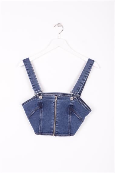 Zippered Front and Straps Bustier TOP02 (Mixed) (S-L-5)