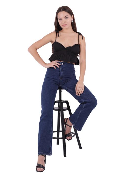 Wide Leg Jean with Dart and No Pocket Regular Dark Blue Regular Dark Blue (26-31)