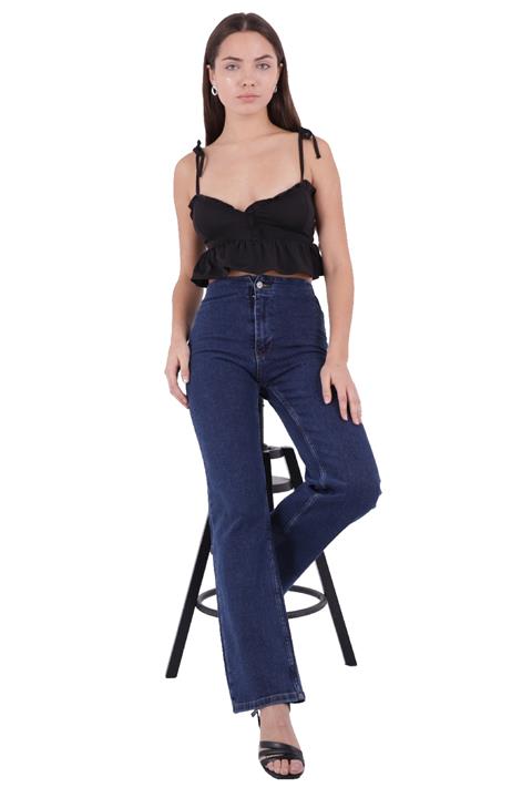 Wide Leg Jean with Dart and No Pocket Regular Dark Blue Regular Dark Blue (26-31)
