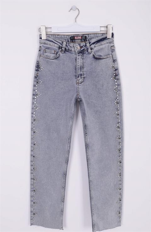 Yanları Droplı Mom Fit Kot Pantolon