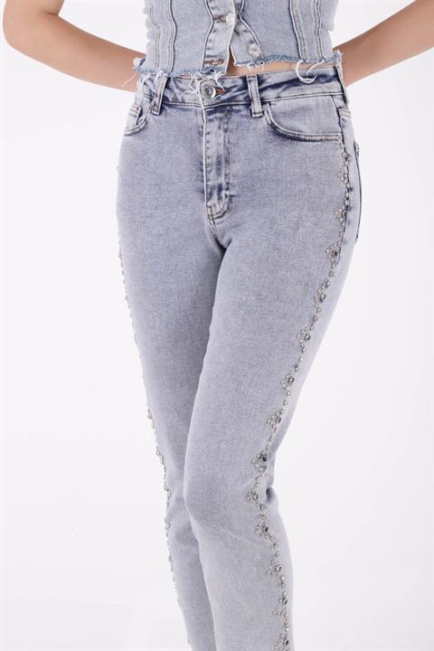 Yanları Droplı Mom Fit Kot Pantolon
