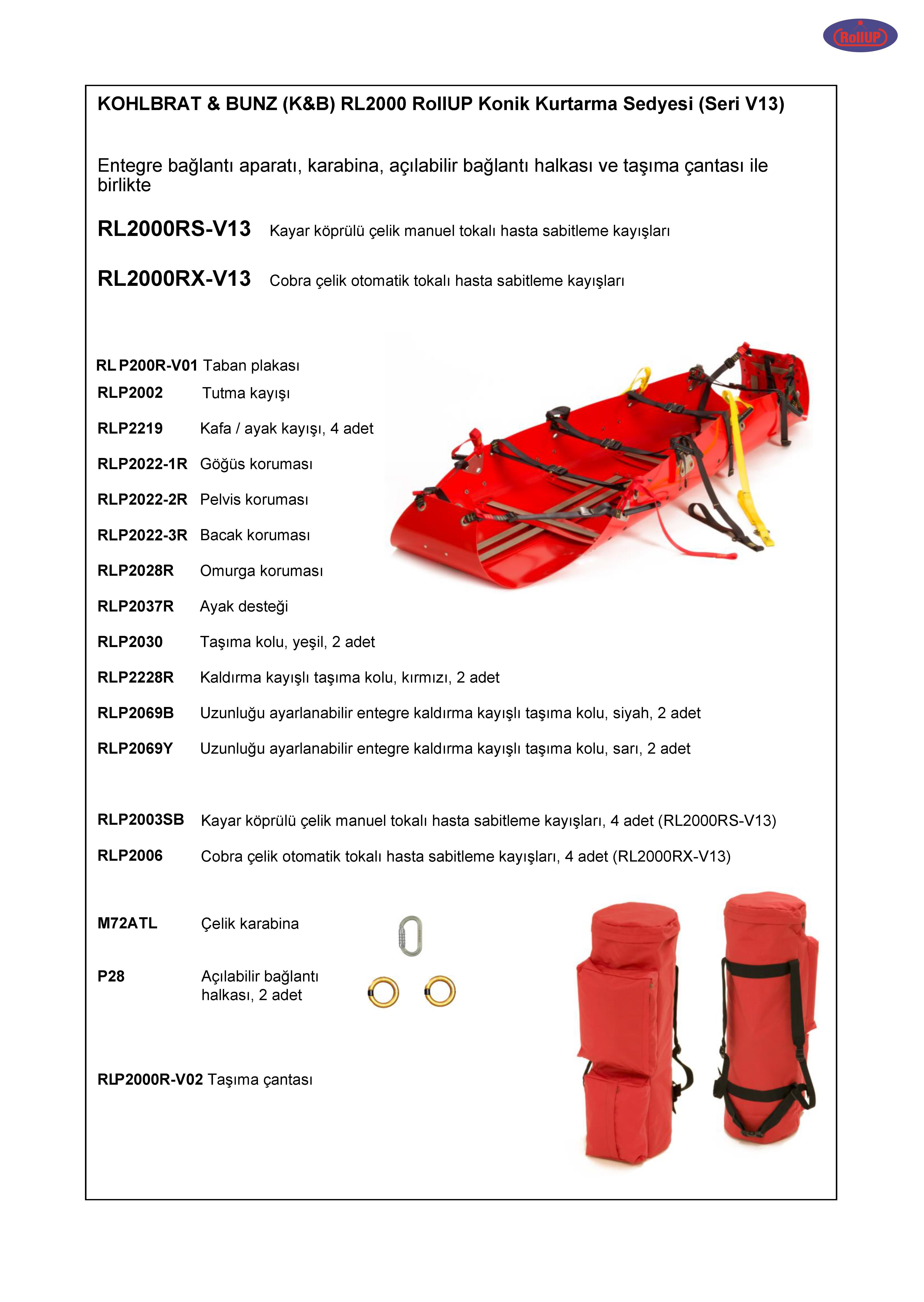 KOHLBRAT & BUNZ (K&B) RL2000 RollUP Konik Kurtarma Sedyesi-ex