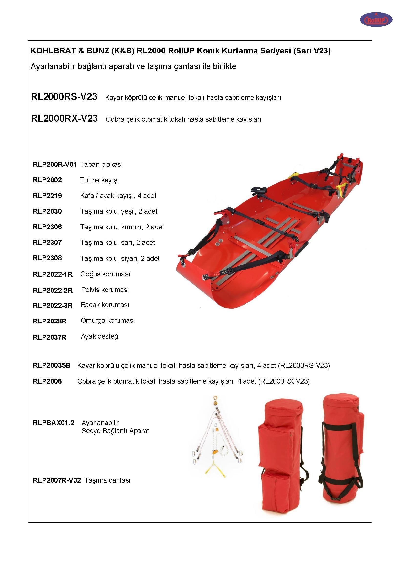 KOHLBRAT & BUNZ (K&B) RL2000 RollUP Konik Kurtarma Sedyesi-ex