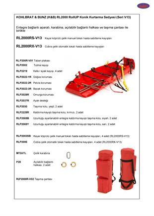 KOHLBRAT & BUNZ (K&B) RL2000 RollUP Konik Kurtarma Sedyesi (Entegre Bağlantı Aparatlı)