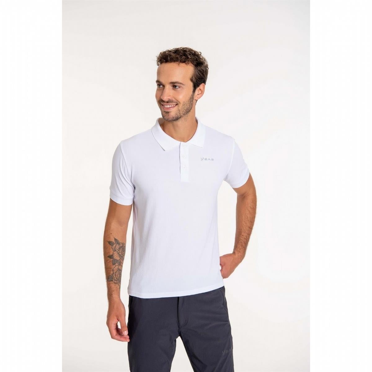 2AS Teal Erkek Beyaz Polo Yaka Tshirt