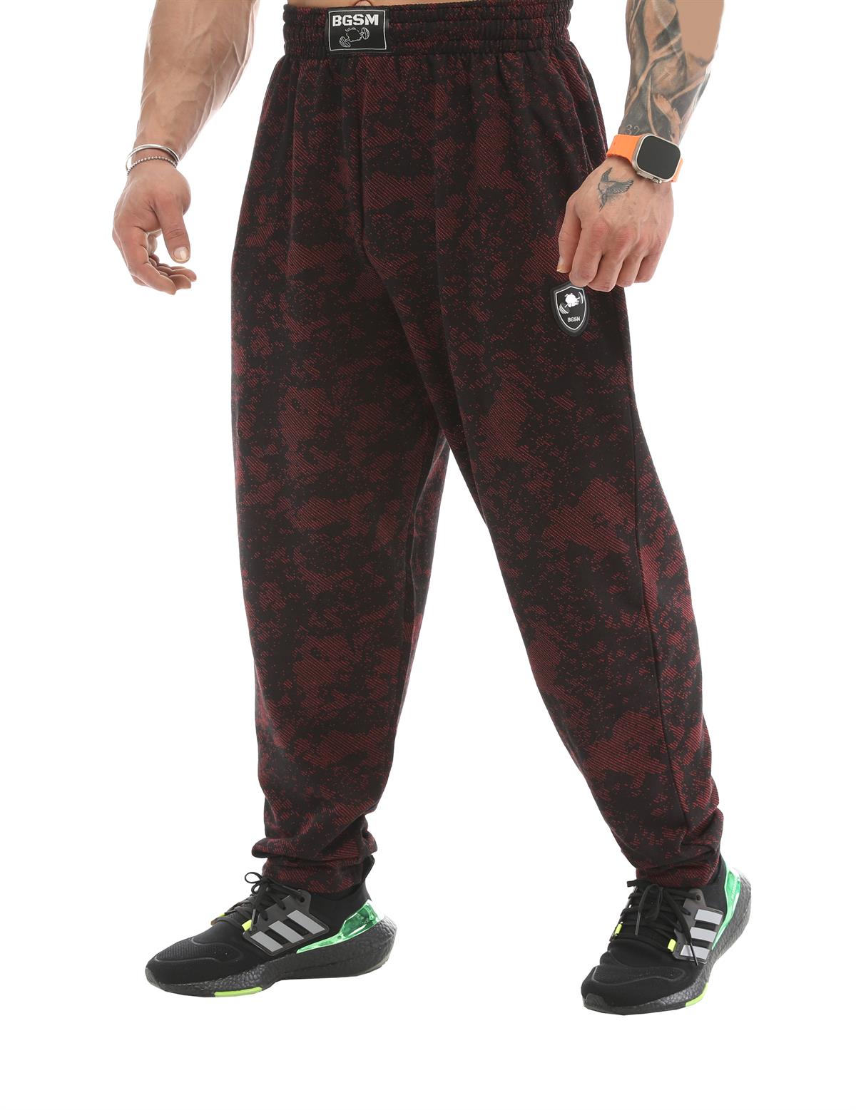 Baggy Technical Camo Gym Pants Burgundy BGSM PNT1365