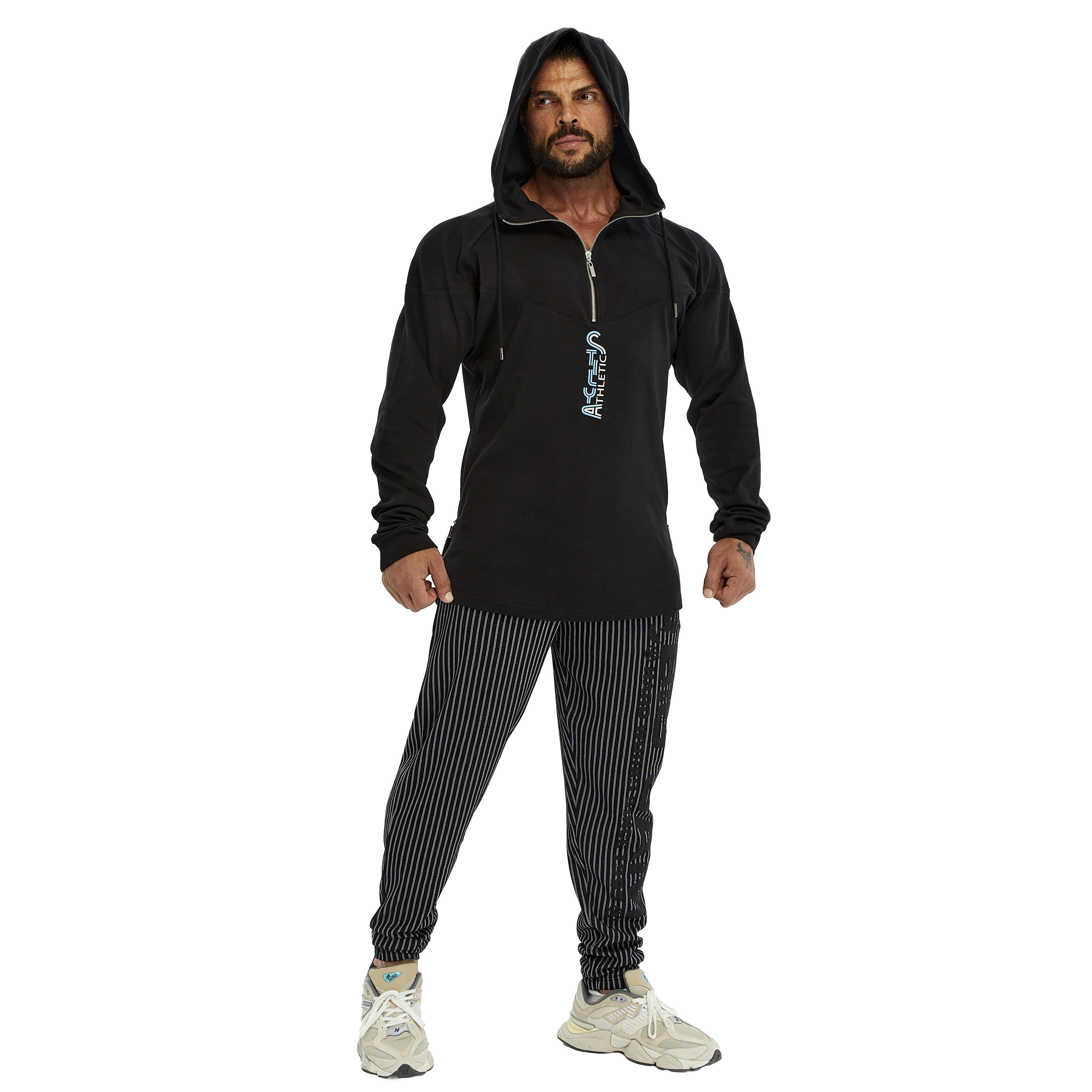 Mens  Athletic Strech Pullover Muscle Hooded
