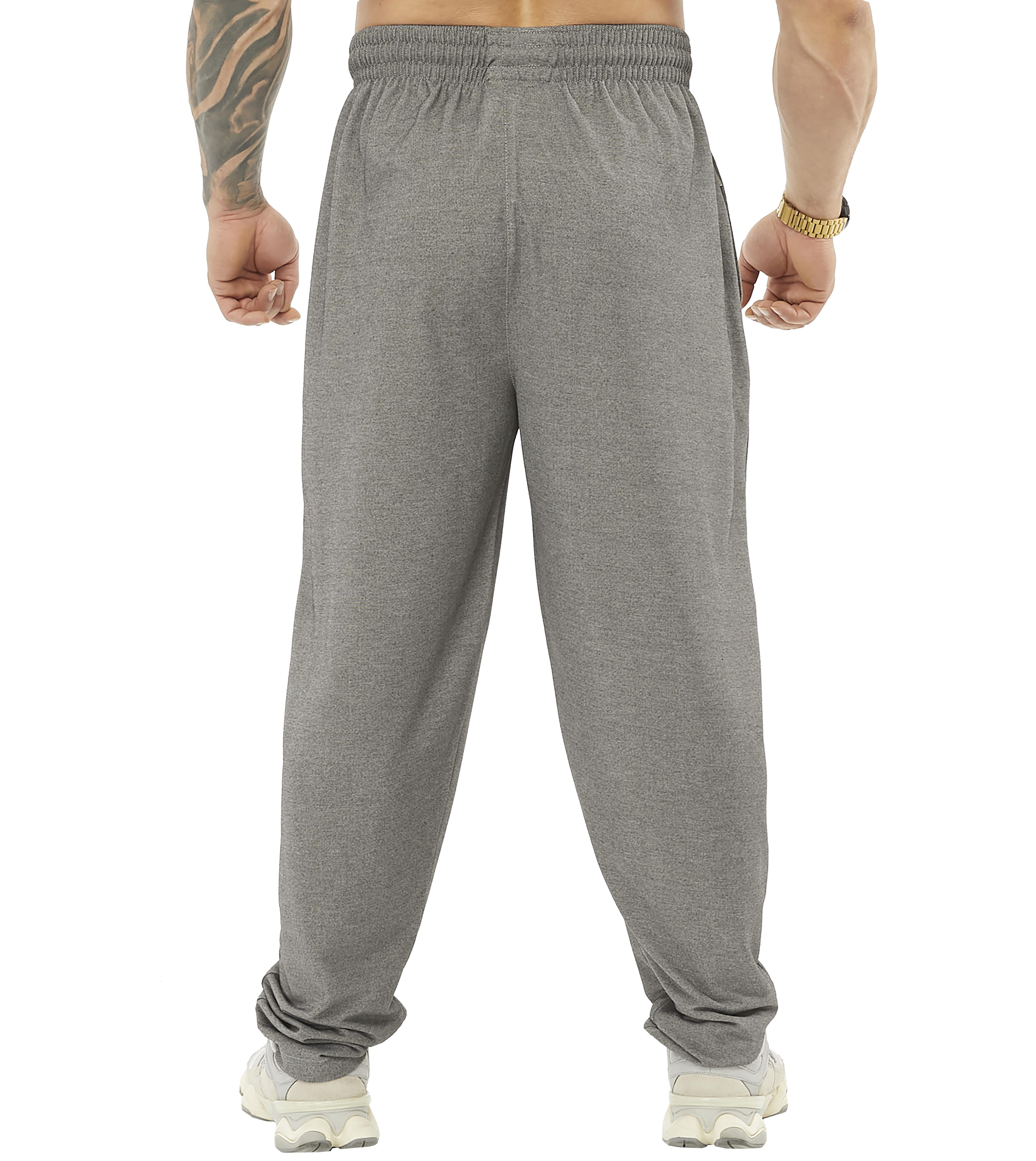 Mens Loose Fit Gym Sweatpants with Zippered Pockets