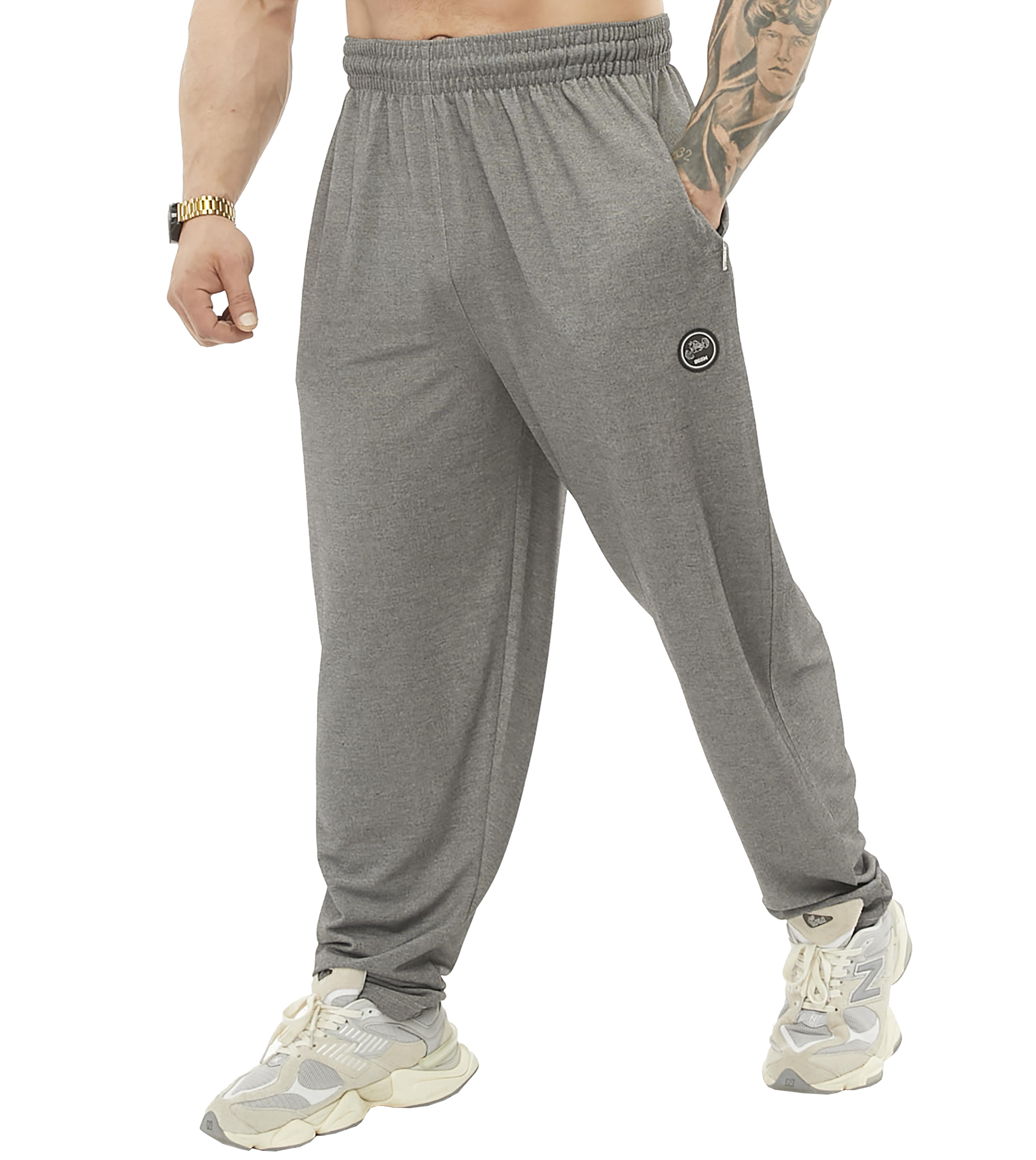 Mens Loose Fit Gym Sweatpants with Zippered Pockets