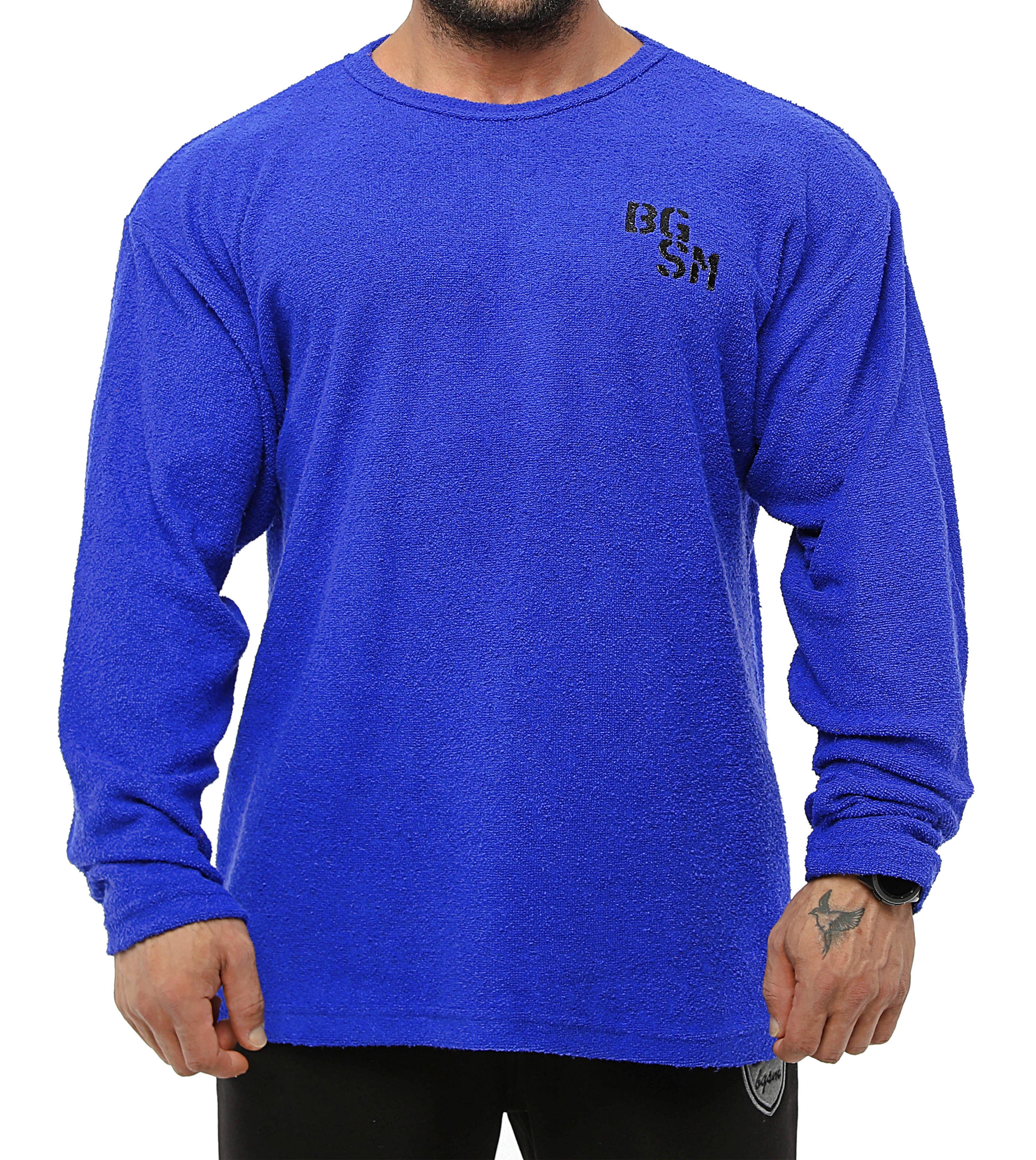 Mens Oversize Long Sleeve Towel Sweater Blue 4714