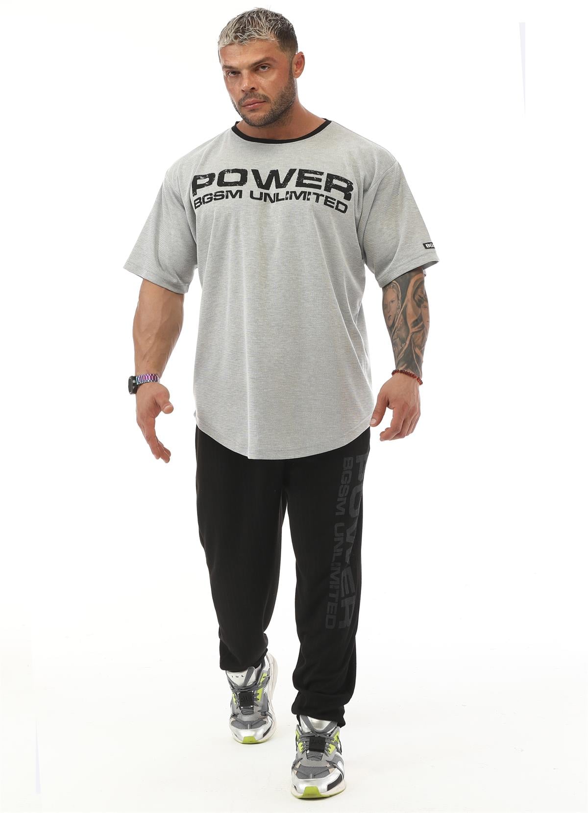 Mens Oversize Rag Top Gym T-shirt BGSM 3330 STONE