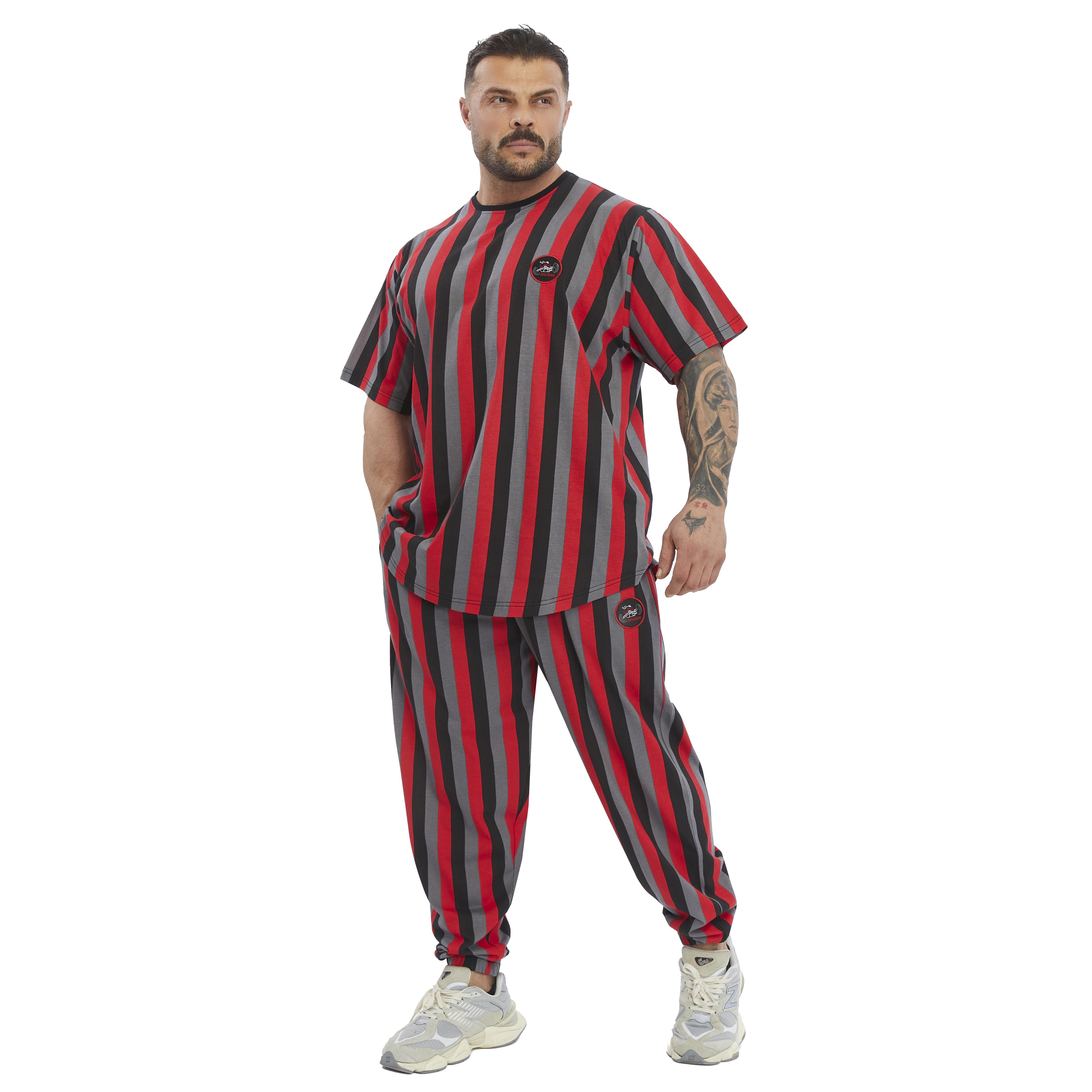 Mens Oversize Striped Cooton Gym Shirt Rag Top