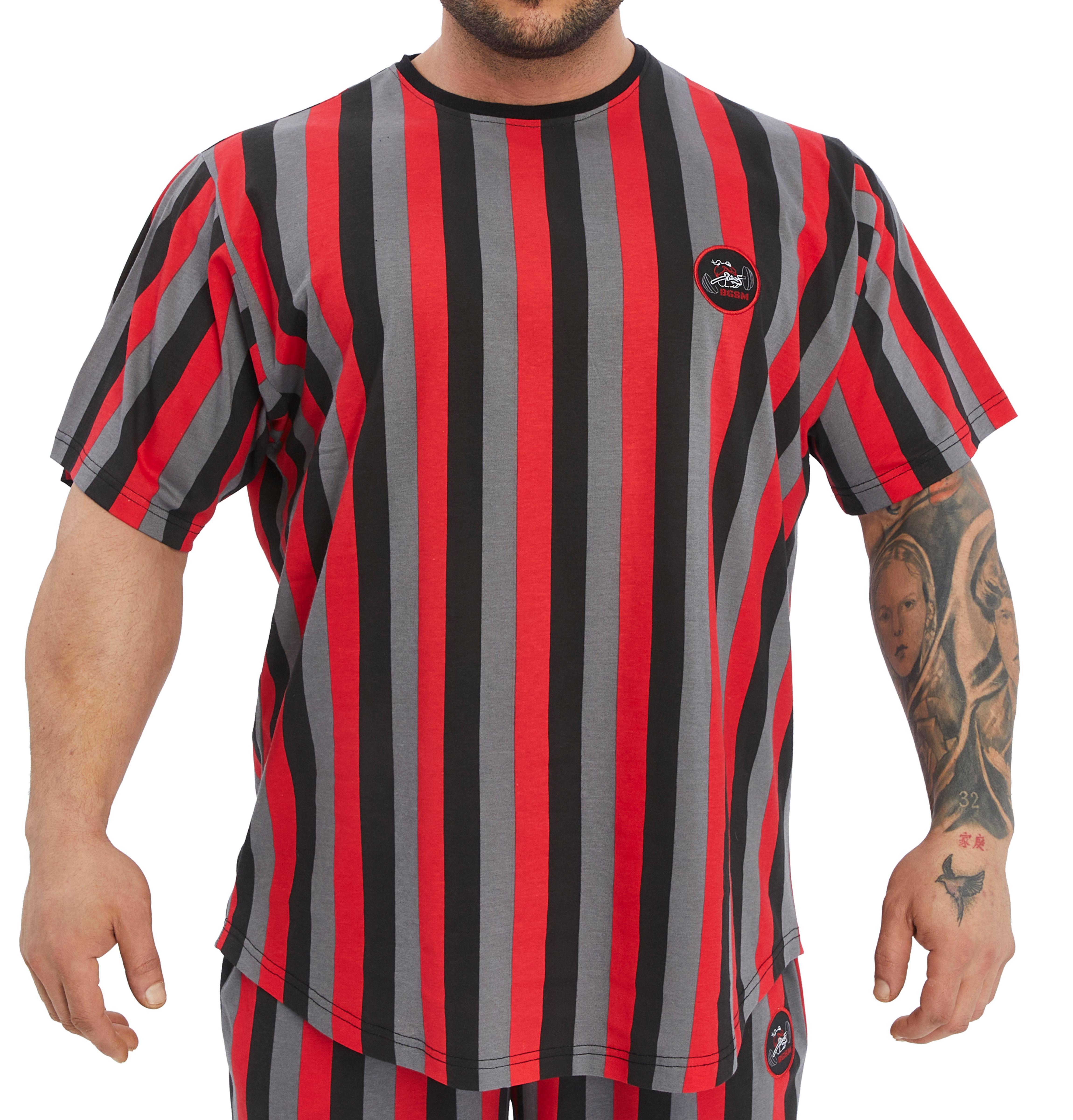 Mens Oversize Striped Cooton Gym Shirt Rag Top