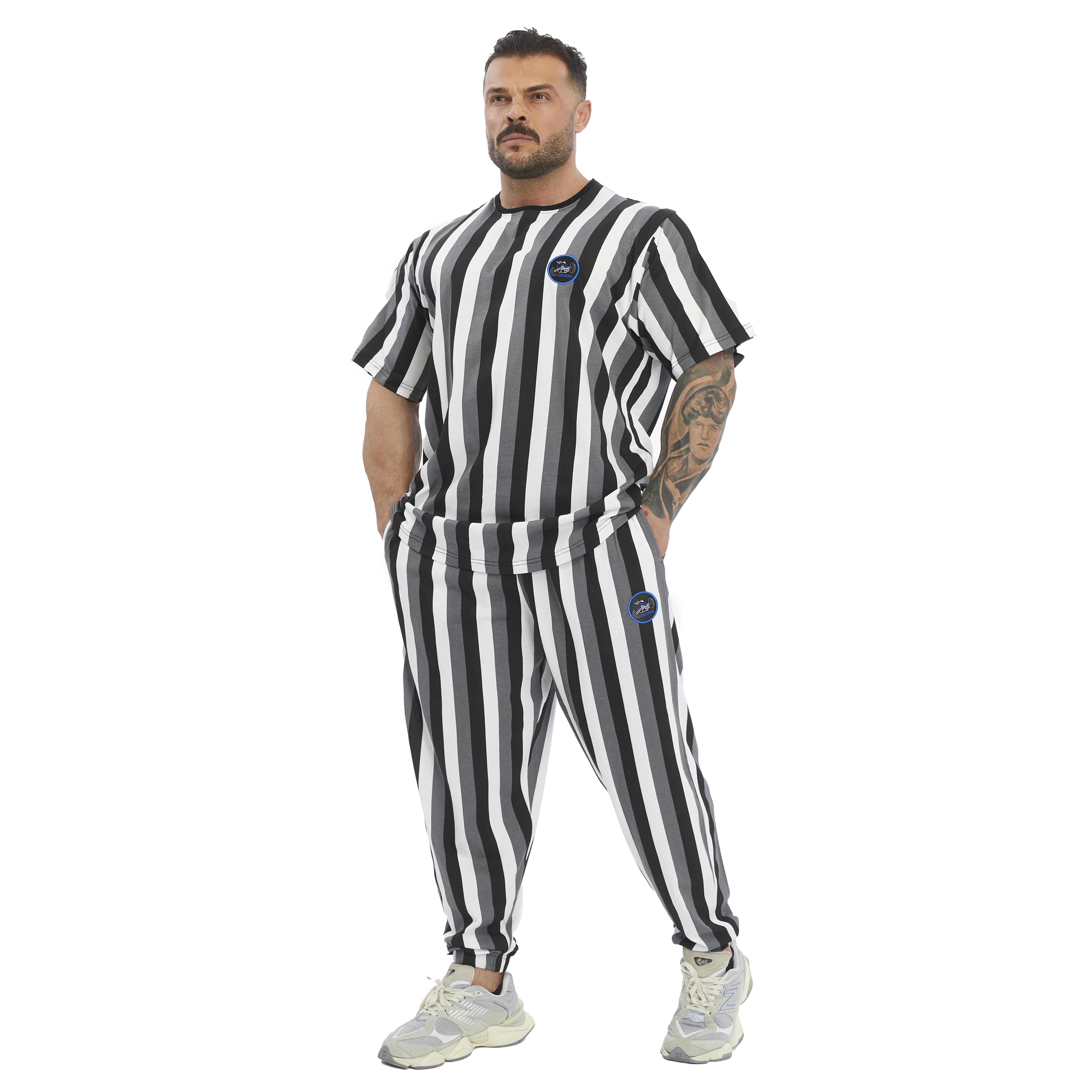 Mens Oversize Striped Cooton Gym Shirt Rag Top