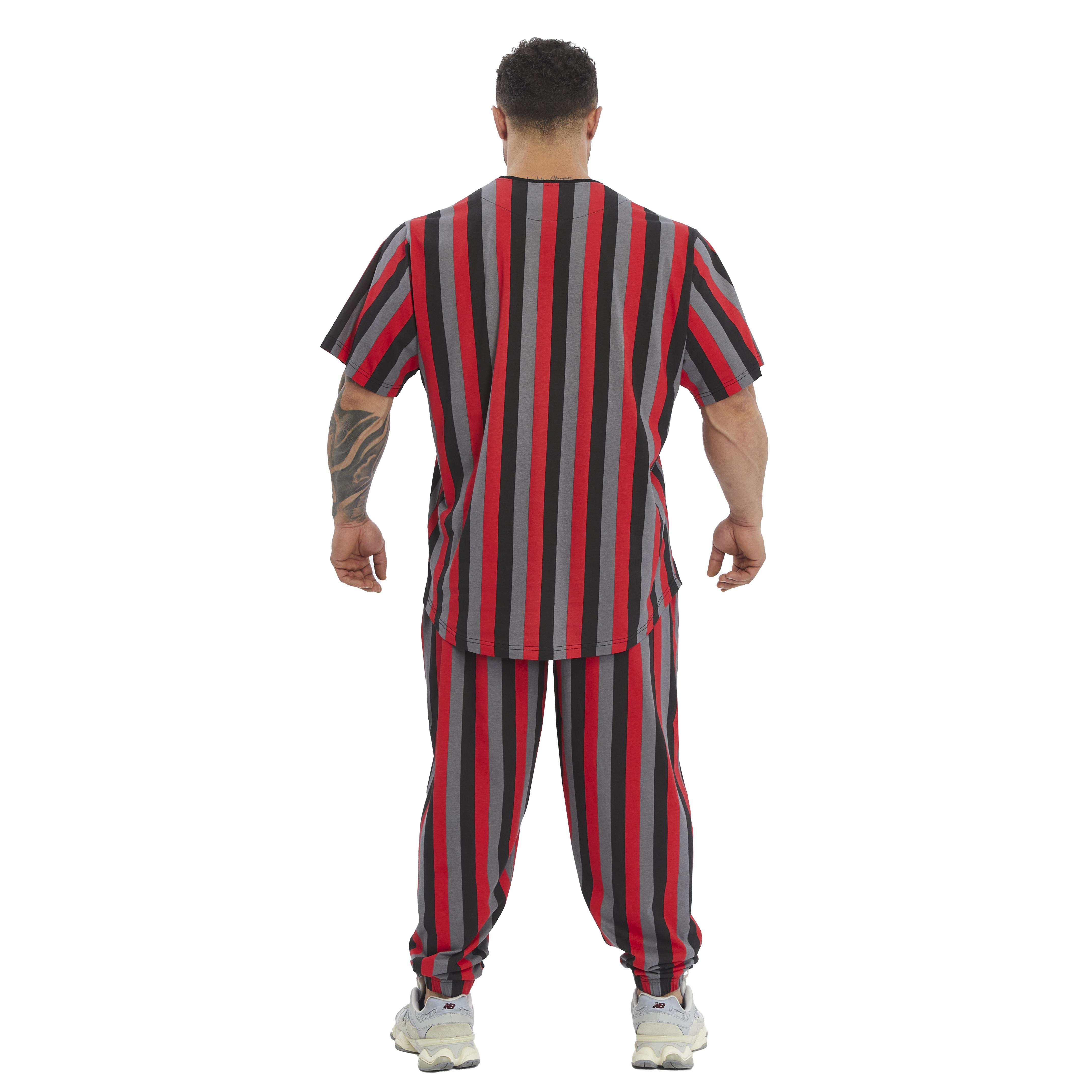 Mens Oversize Striped Cooton Gym Shirt Rag Top