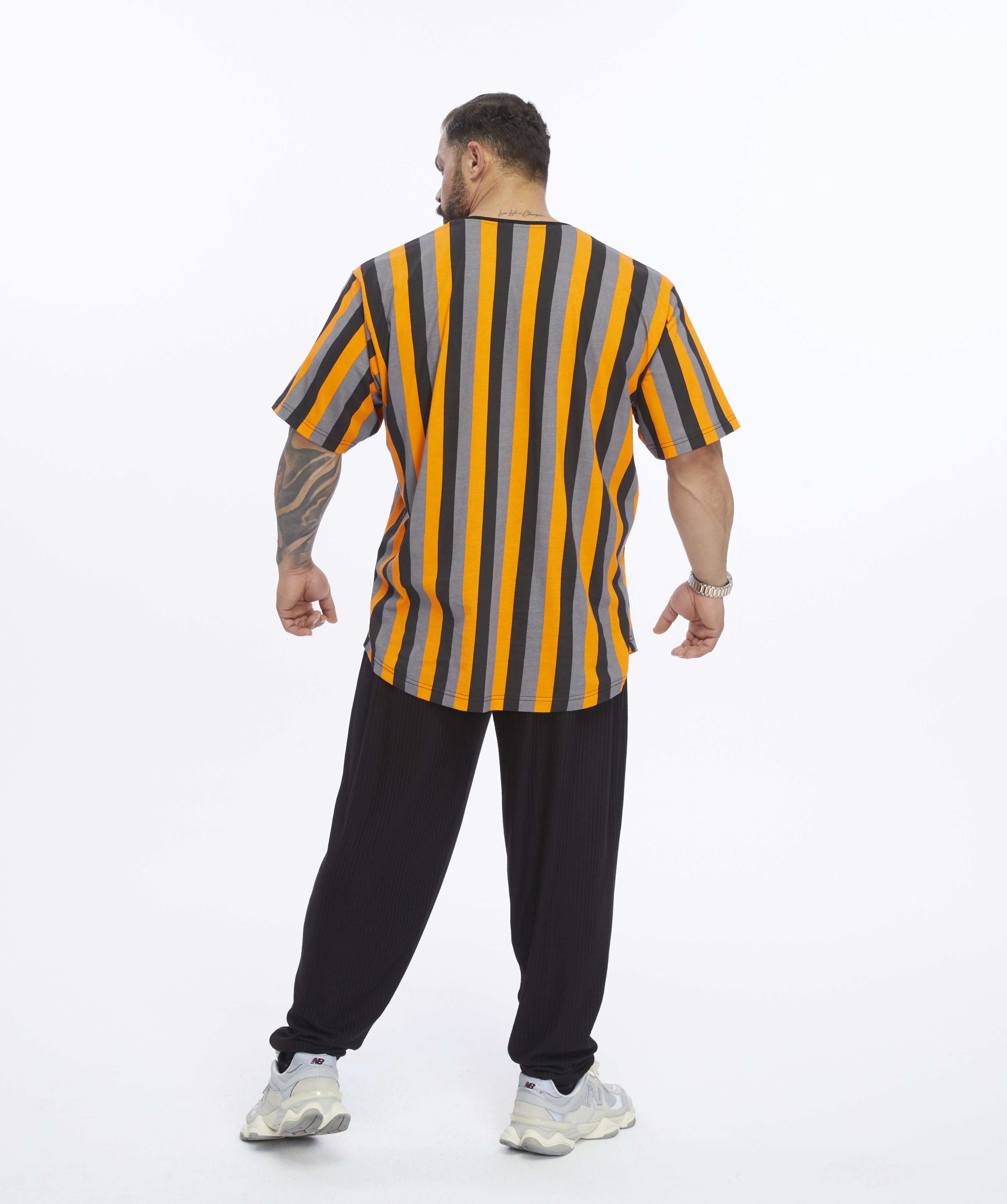 Mens Oversize Striped Cooton Gym Shirt Rag Top