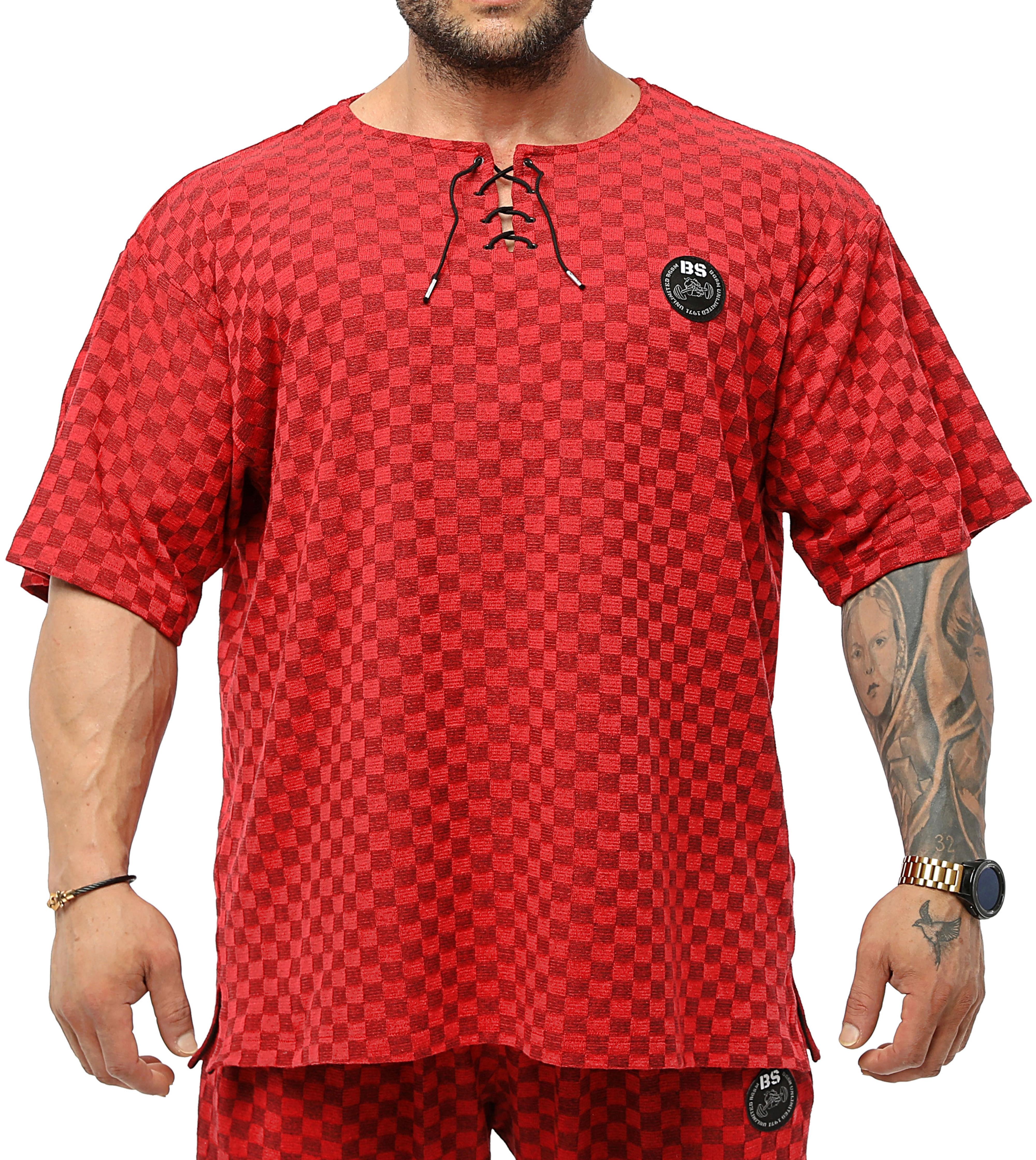 Mens Oversize T-shirt Plaid Rag Top