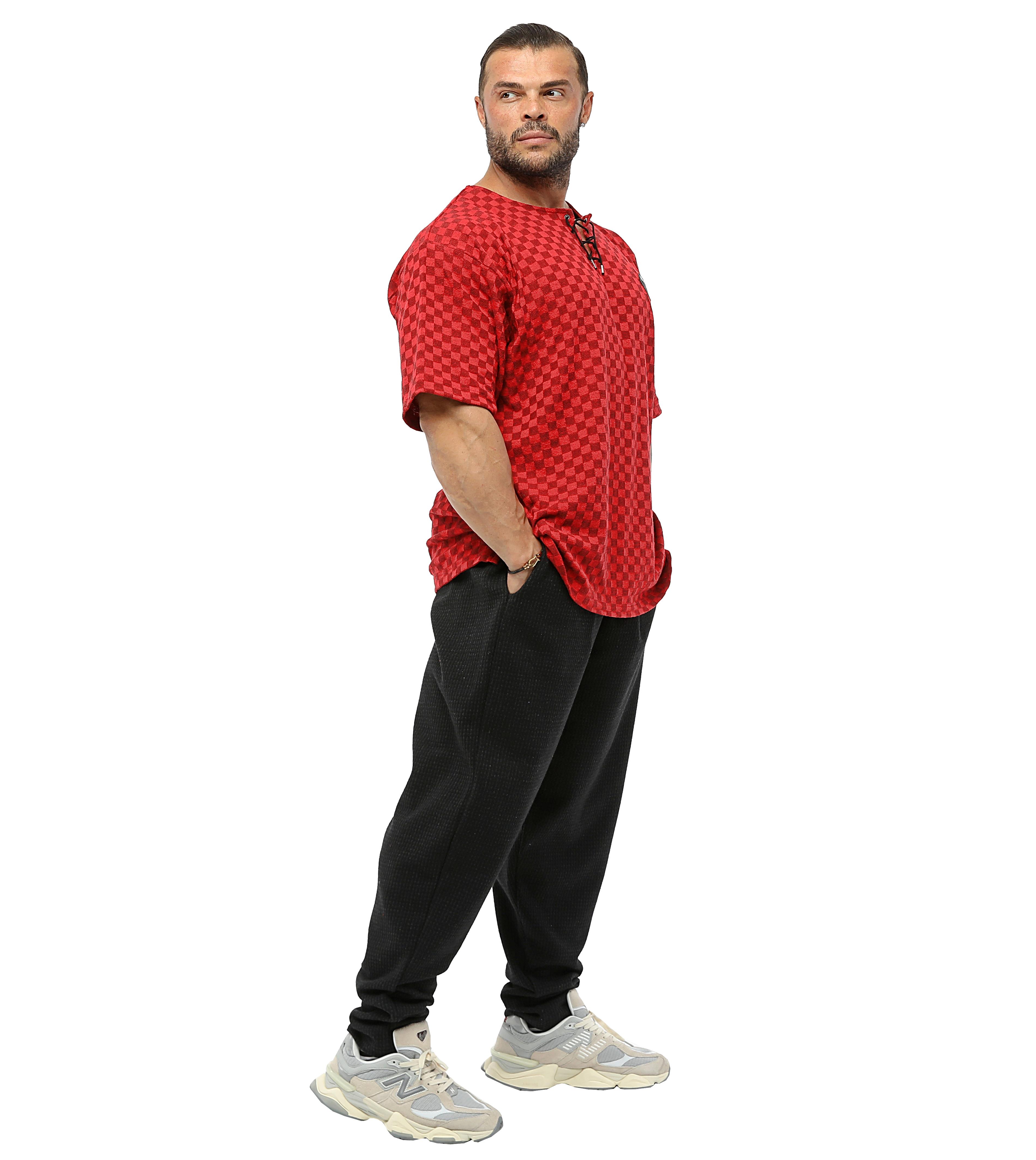 Mens Oversize T-shirt Plaid Rag Top
