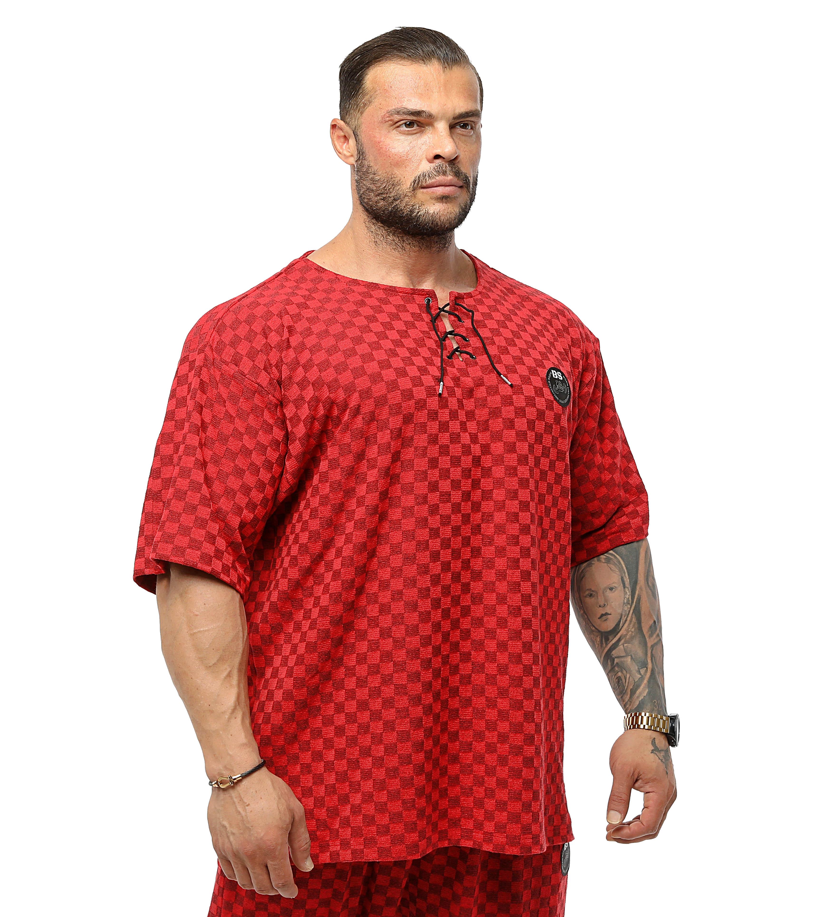 Mens Oversize T-shirt Plaid Rag Top