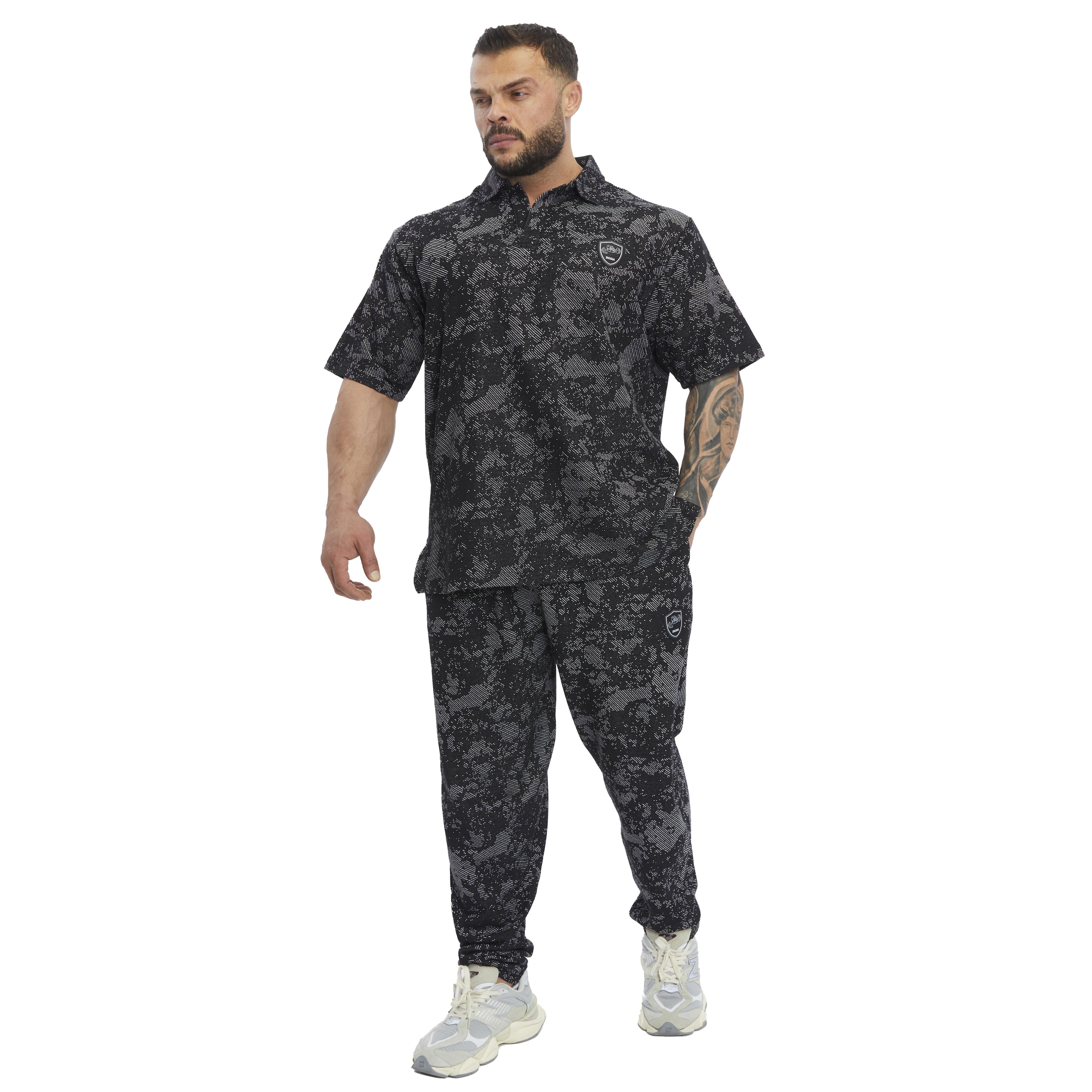 Mens Oversize Technic Camo Polo T-shirt
