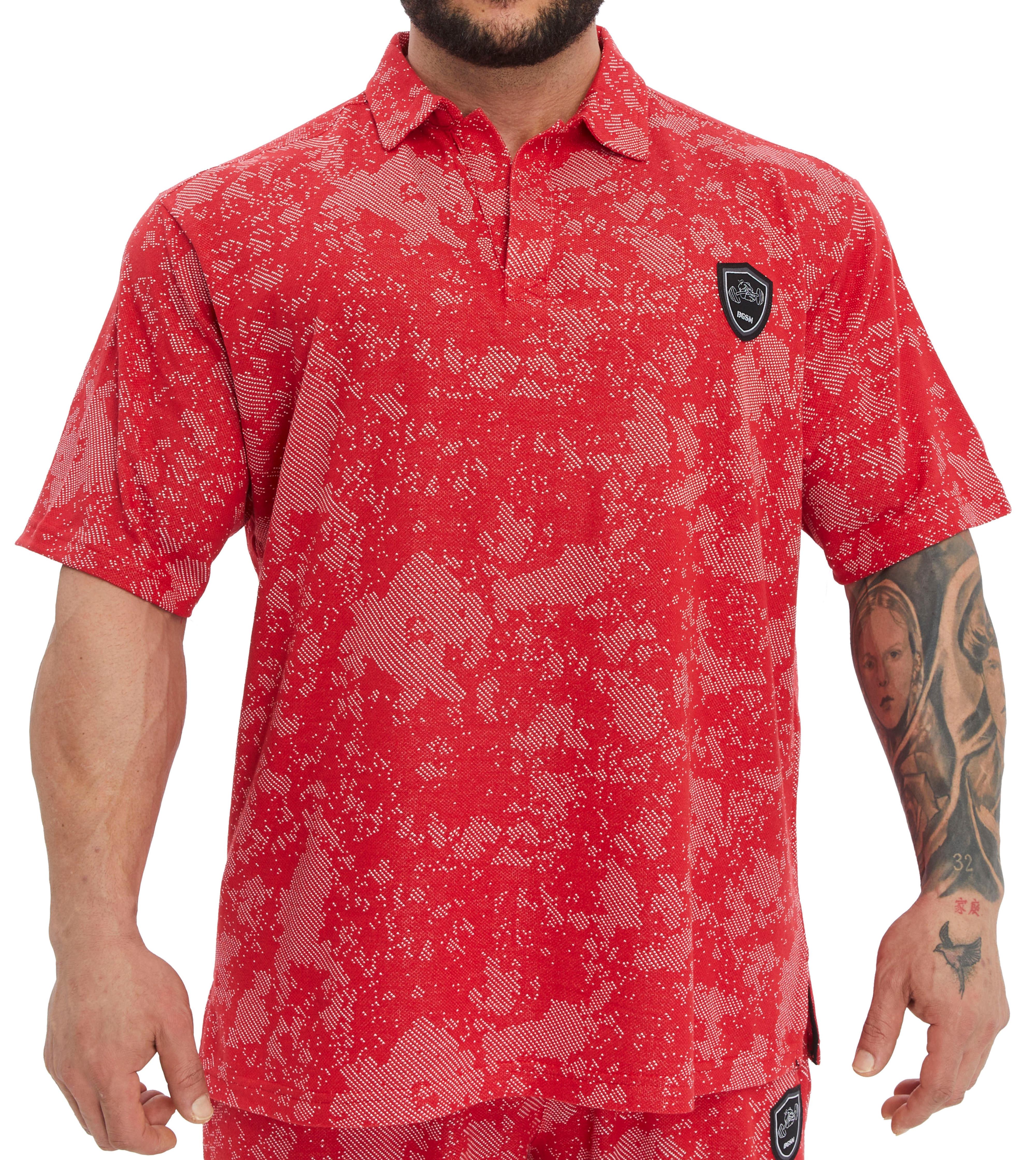 Mens Oversize Technic Camo Polo T-shirt