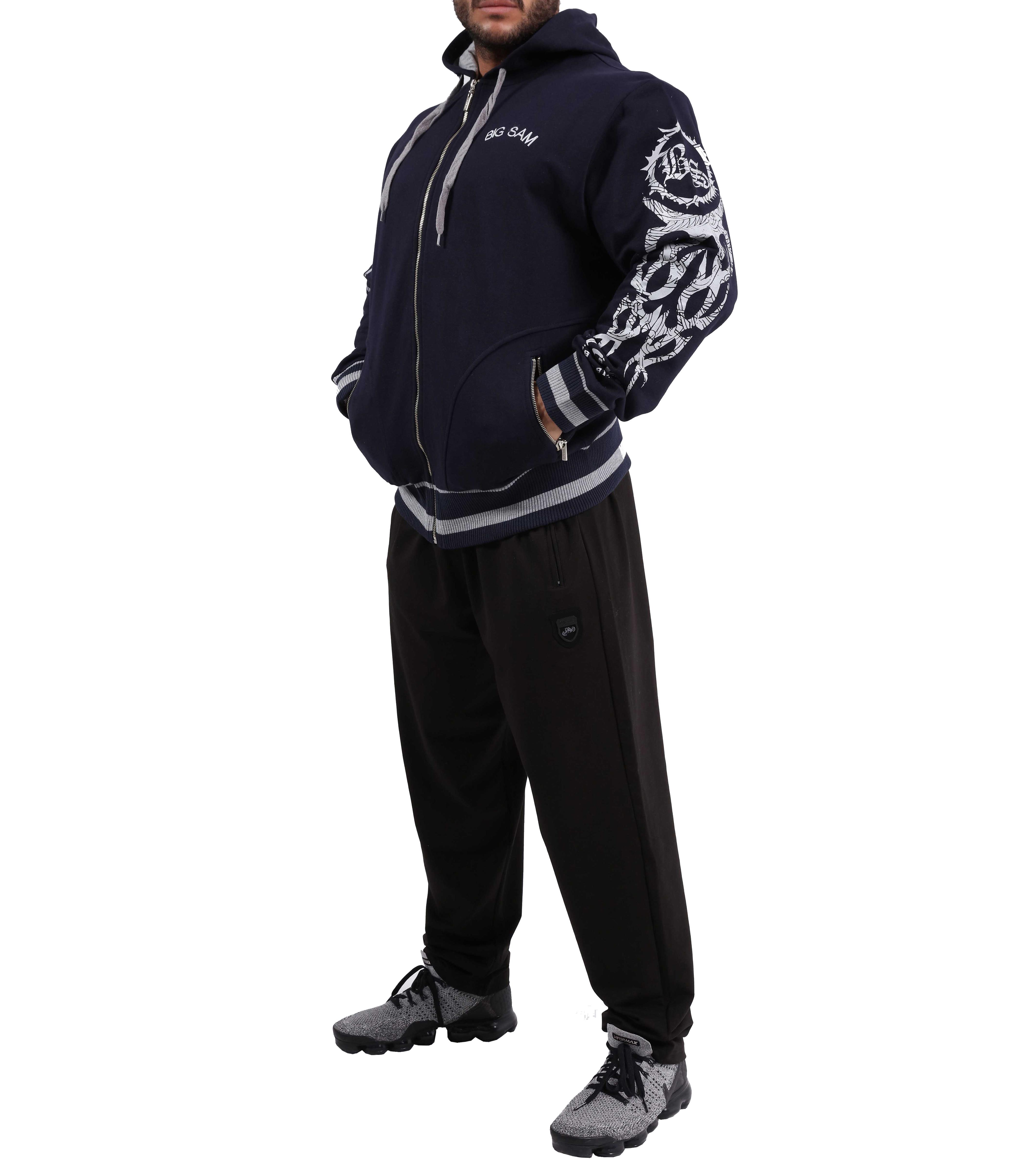 Mens Relaxed Winter Jacket Cotton Zippered Hoodie