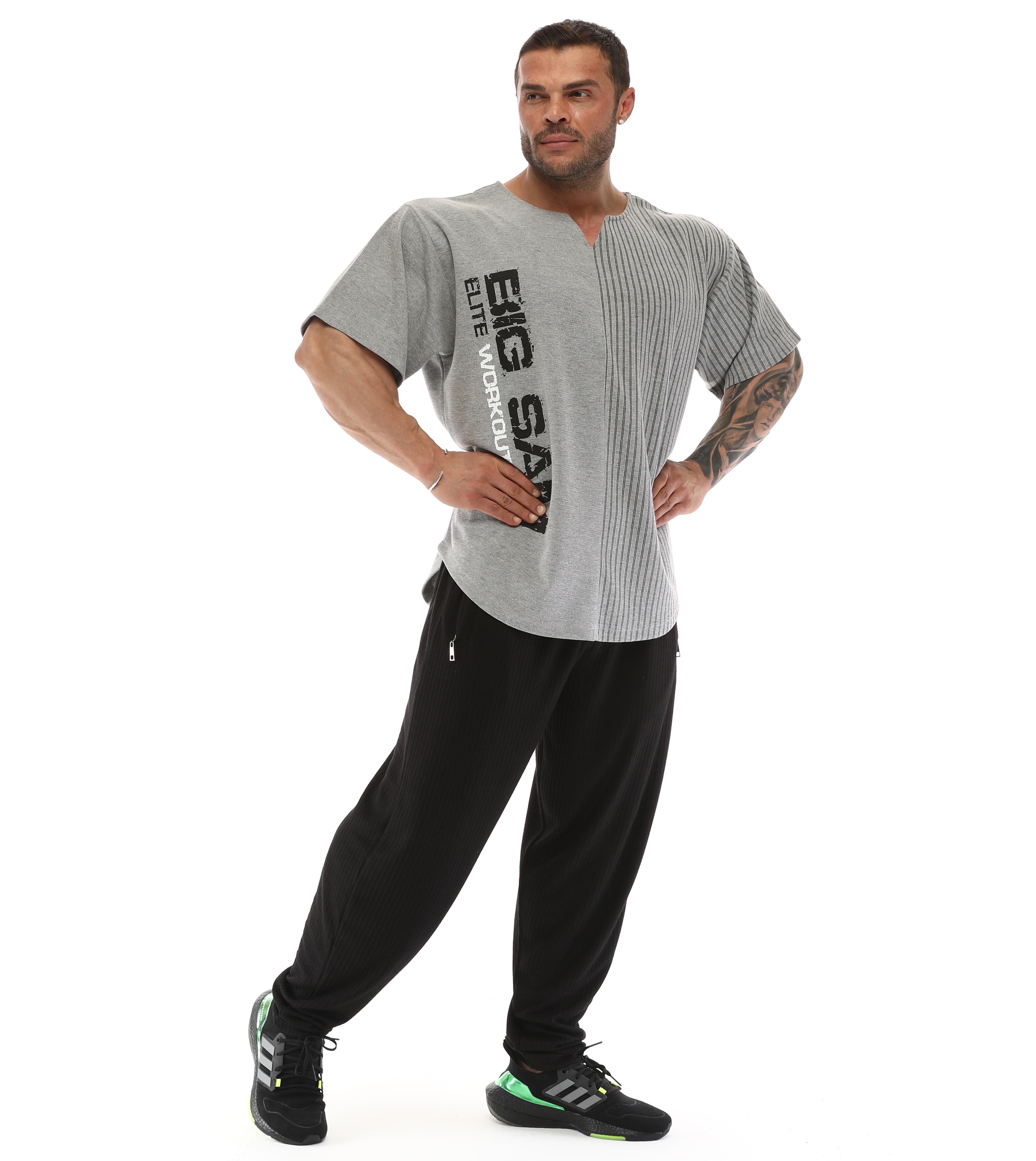 Oversize Bodybuilding Rag Top T-shirt Grey