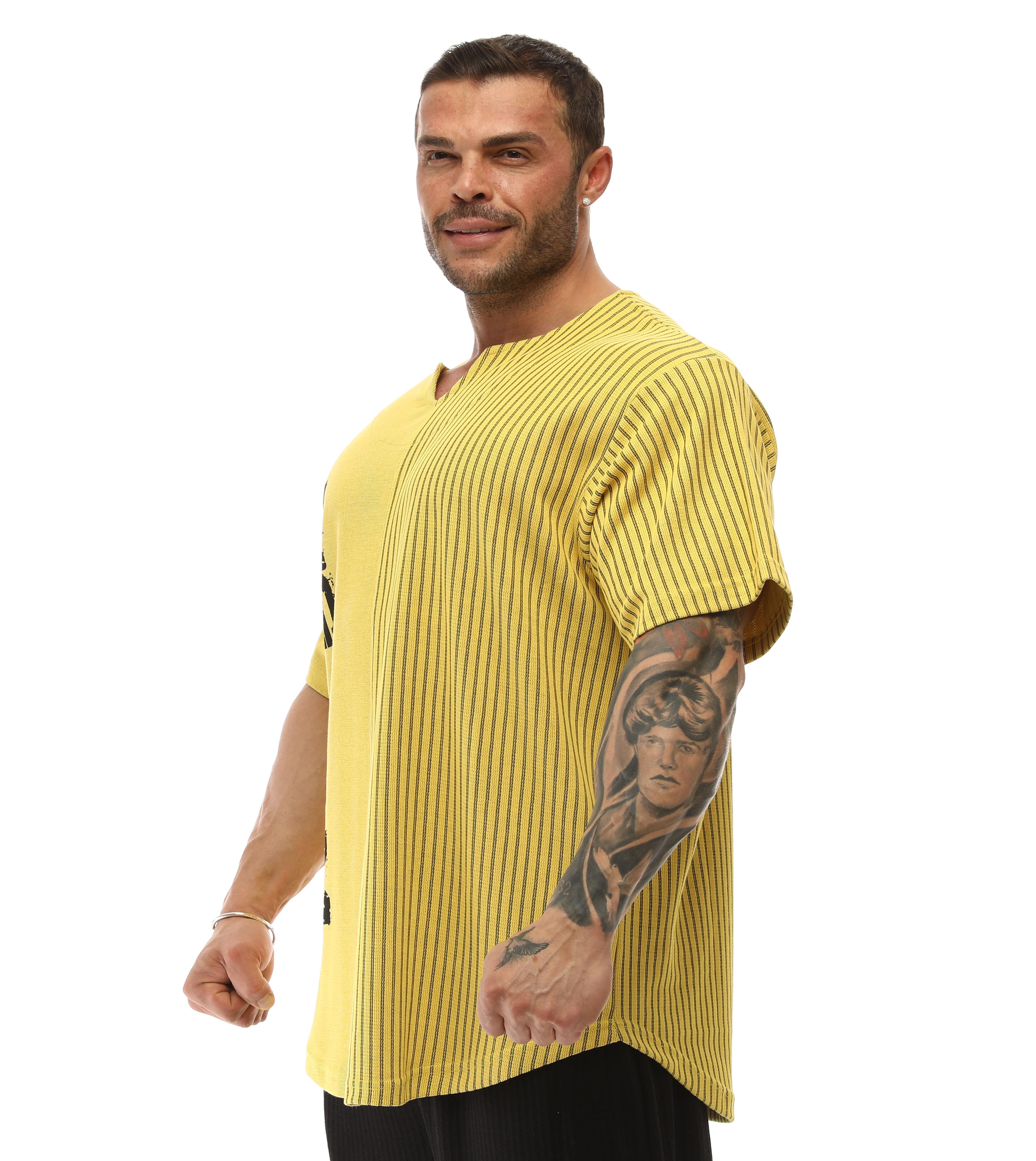 Oversize Bodybuilding Rag Top T-shirt Yellow Big Sam 3264