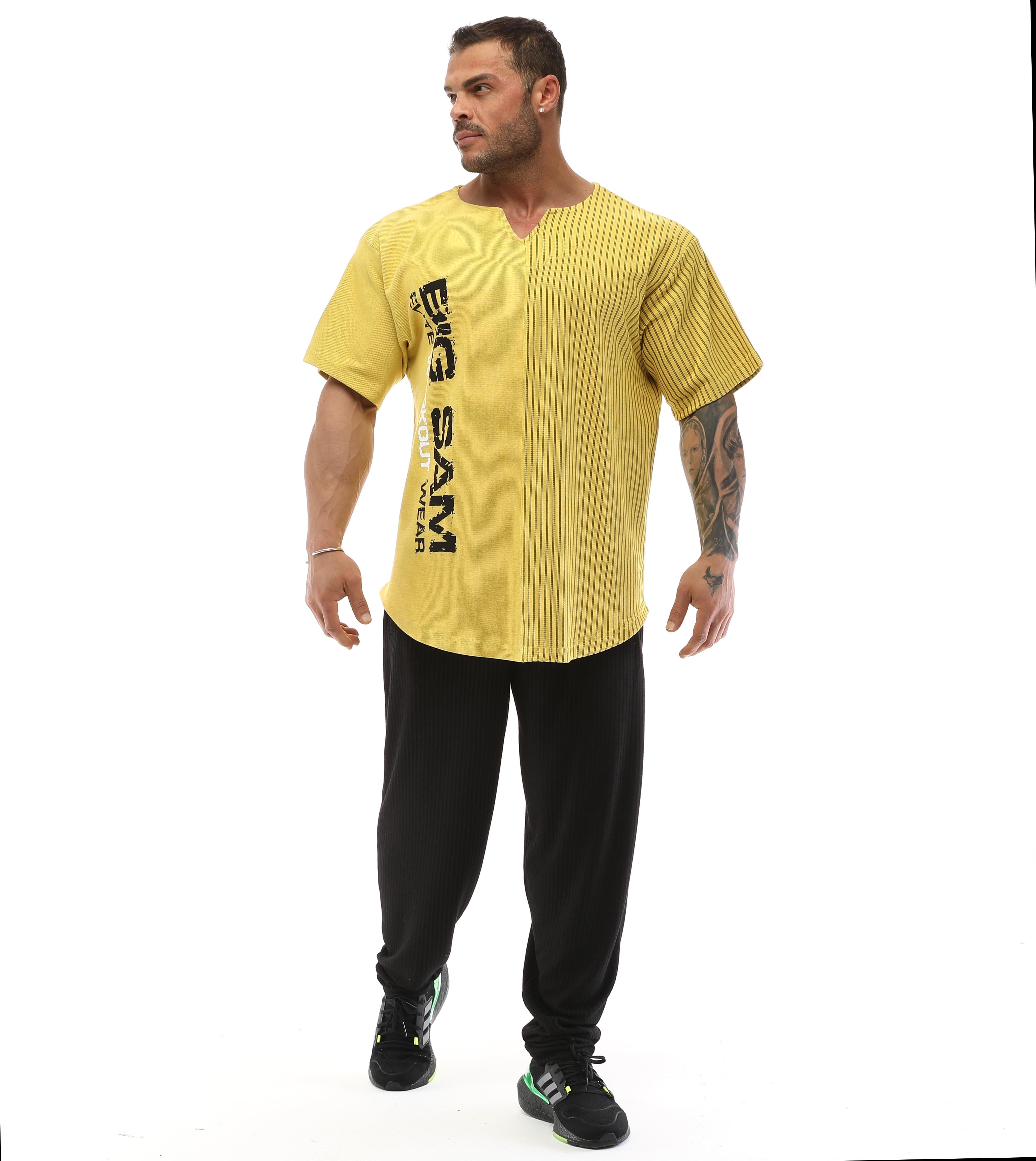 Oversize Bodybuilding Rag Top T-shirt Yellow Big Sam 3264