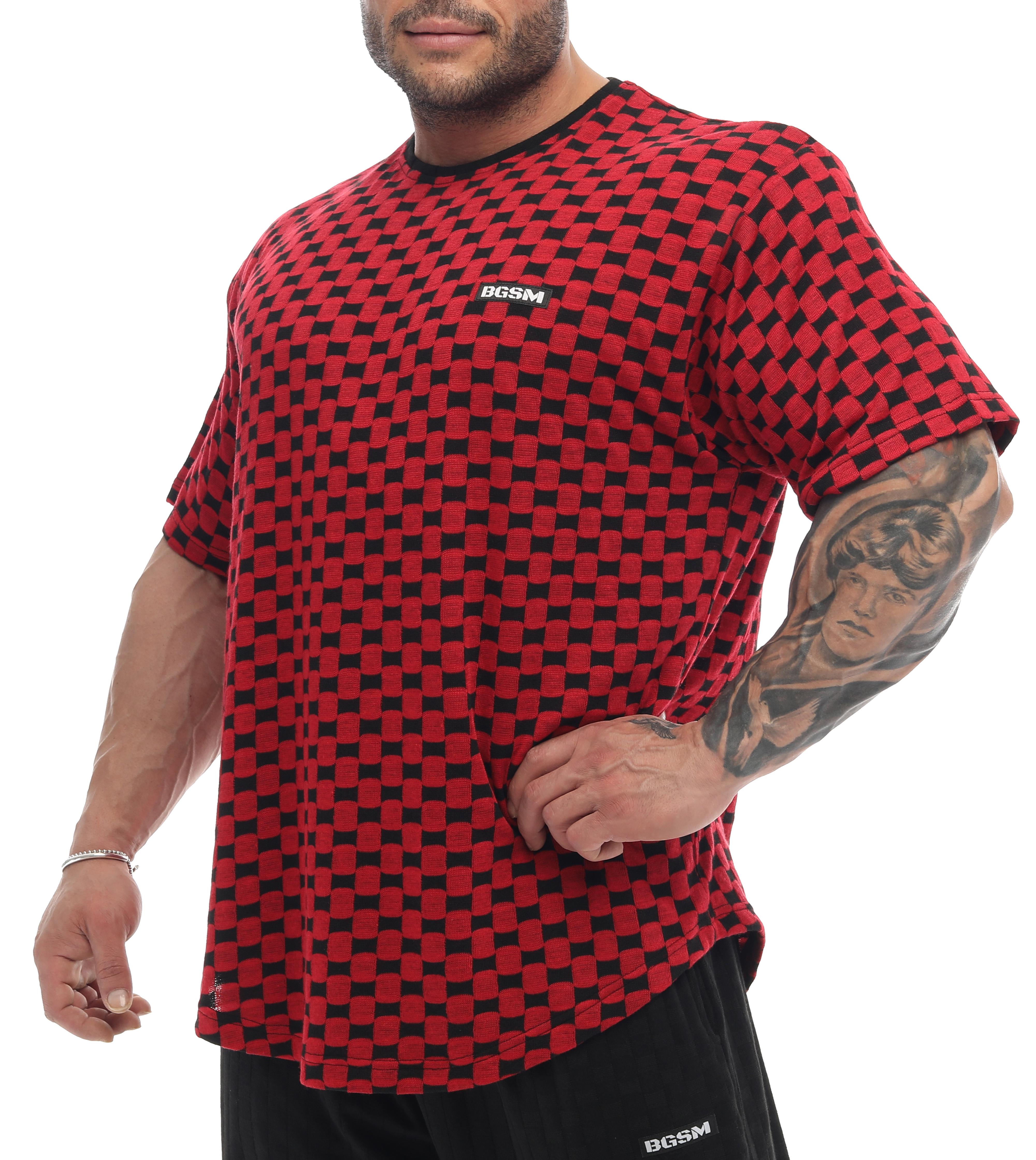 Oversize Plaid Design Rag Top Red