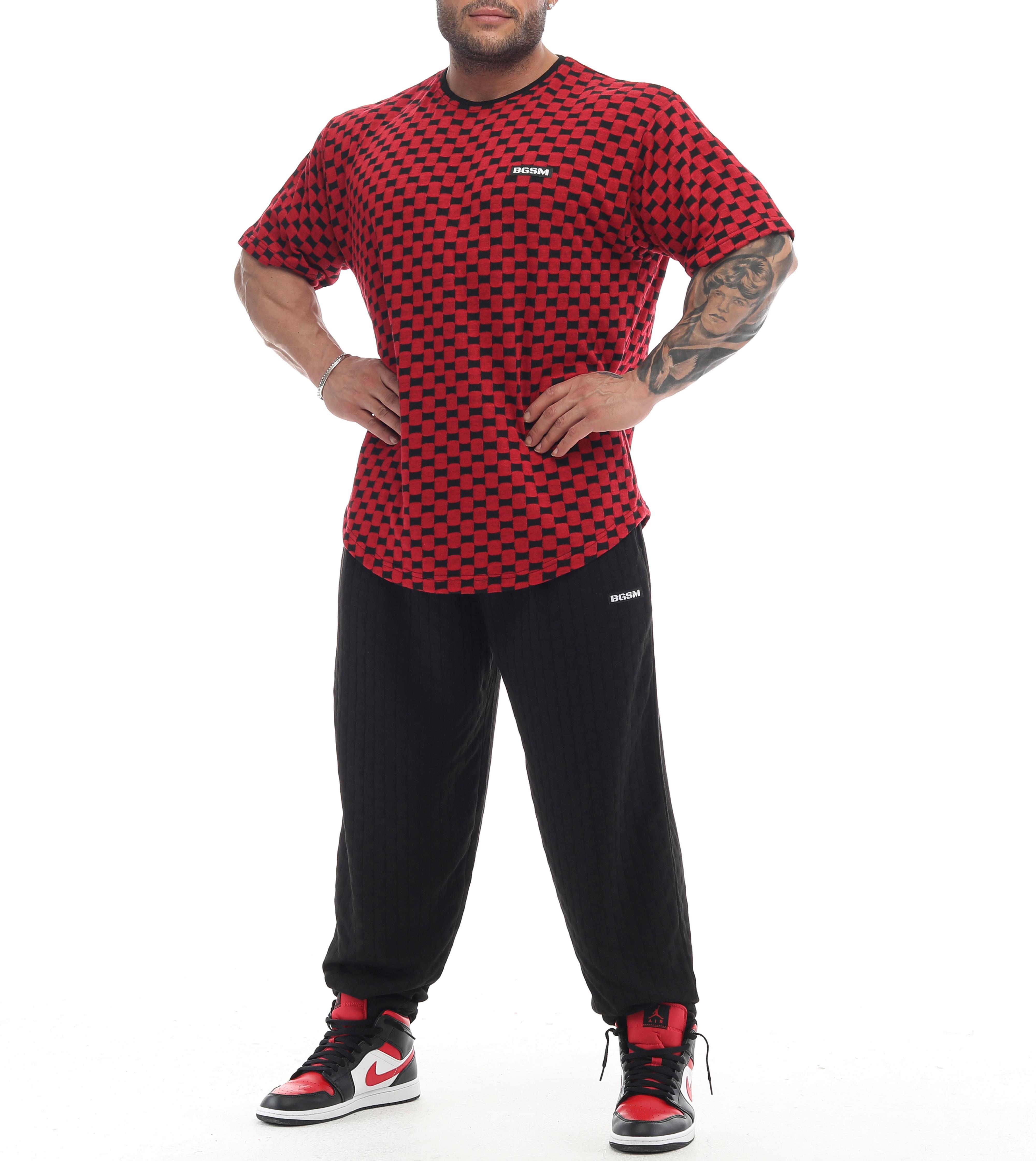 Oversize Plaid Design Rag Top Red
