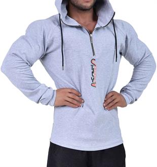 Mens  Athletic Strech Pullover Muscle Hooded