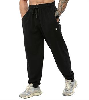Mens Baggy Sweatpants with Cotton Textured PNT1382-BLACK