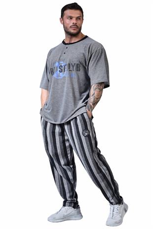 Mens Baggy Sweatpants with Pockets, Oversize Striped Oldschool Trackpants