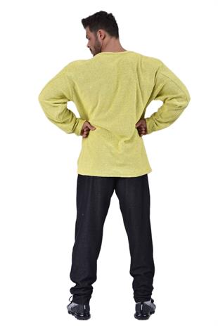 Mens Oversize Long Sleeve Towel Sweater 4715 Yellow
