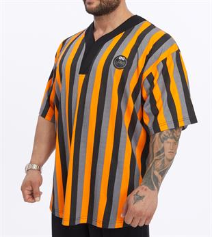 Mens Oversize Rag Top Striped Cotton T-shirt