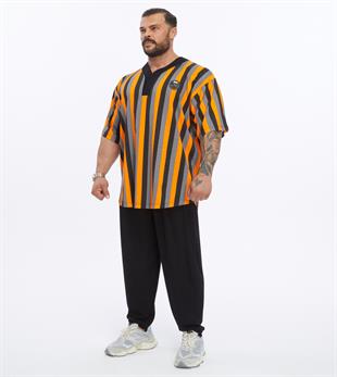Mens Oversize Rag Top Striped Cotton T-shirt