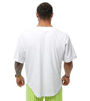 Mens Oversize Rag Top White Towel Fabric T-shirt Big Sam 3342-White