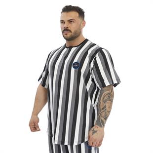 Mens Oversize Striped Cooton Gym Shirt Rag Top