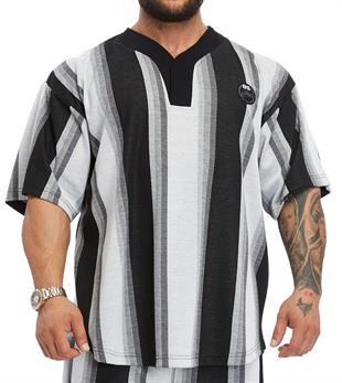 Mens Oversize Striped Rag Top Oldschool T-shirt