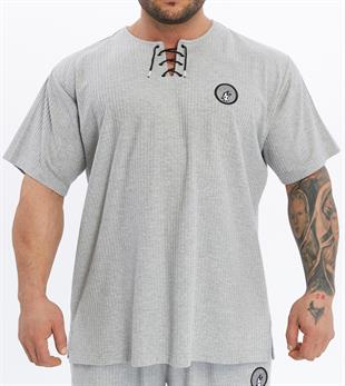 Mens Oversize T-shirt Cotton Lace Up Training Rag Top
