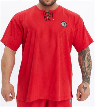 Mens Oversize T-shirt Cotton Lace Up Training Rag Top