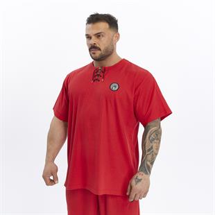 Mens Oversize T-shirt Cotton Lace Up Training Rag Top
