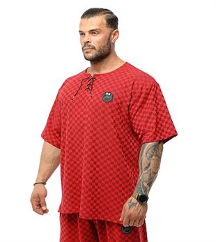 Mens Oversize T-shirt Plaid Rag Top