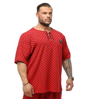 Mens Oversize T-shirt Plaid Rag Top