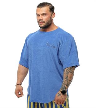 Mens Oversize Towel Rag Top T-shirt Big Sam 3344-Blue