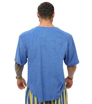 Mens Oversize Towel Rag Top T-shirt Big Sam 3344-Blue