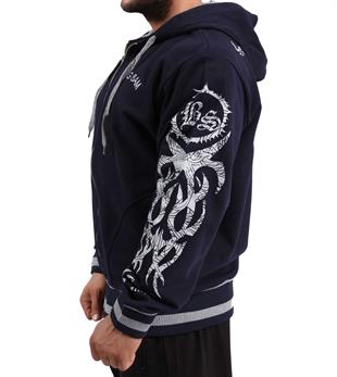 Mens Relaxed Winter Jacket Cotton Zippered Hoodie