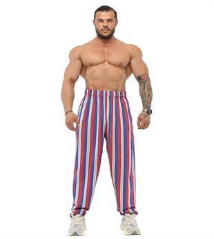 Mens Striped Loose Fit Baggy Sweatpants PNT1381-RED